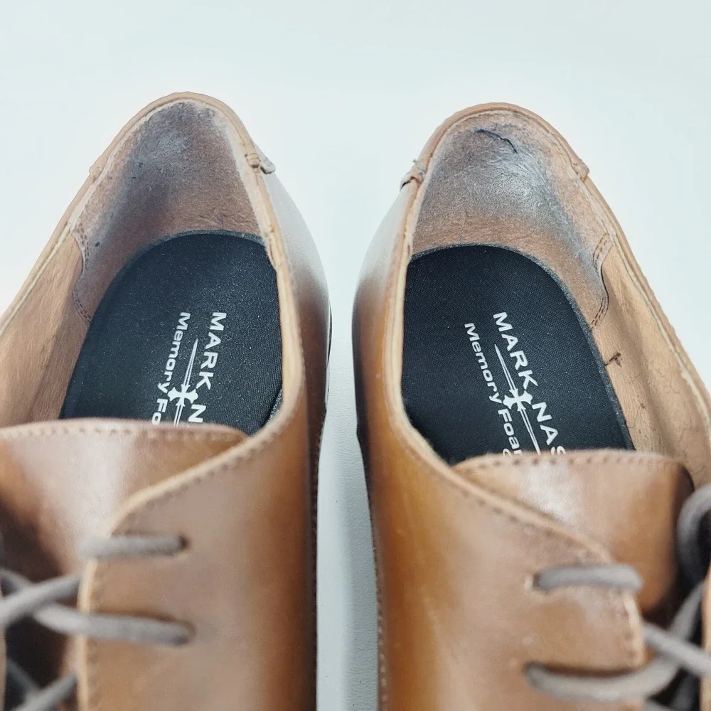 Mark Nason Mens Oxfords Sz 11.5 M Brown Bicycle Toe Memory Foam Lux Dress Shoes